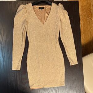 Guess Sparkling Tan Long Sleeve Dress
